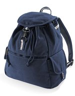 Quadra Vintage Canvas Rucksack mit Kordelzug, Sahara 30 x 36 x 16 cm, QD612 – Vintage Oxford Navy