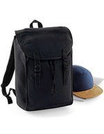 Quadra Vintage Rucksack aus Baumwoll-Canvas, Black 26 x 45 x 16.5 cm, QD615 – Black/Black