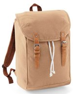 Quadra Vintage Rucksack aus Baumwoll-Canvas, Black 26 x 45 x 16.5 cm, QD615 – Caramel