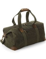 Quadra Waxed Canvas Reisetasche mit Lederakzenten, Black 48 x 26 x 24 cm, QD650 – Vert olive