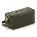 Quadra Heritage Waxed Canvas Wash Bag with Leather Accents, Black 25 x 13 x 11 cm, QD651 – image 2