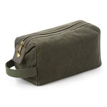 Quadra Heritage Wachstuch Kulturtasche mit Lederakzenten, Black 25 x 13 x 11 cm, QD651 – Bild 1