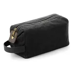 Quadra Heritage Waxed Canvas Wash Bag with Leather Accents, Black 25 x 13 x 11 cm, QD651 – image 3