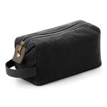Quadra Heritage Wachstuch Kulturtasche mit Lederakzenten, Black 25 x 13 x 11 cm, QD651 – Bild 3