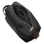 Quadra Heritage Wachstuch Kulturtasche mit Lederakzenten, Black 25 x 13 x 11 cm, QD651 – Bild 4