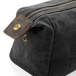 Quadra Heritage Waxed Canvas Wash Bag with Leather Accents, Black 25 x 13 x 11 cm, QD651 – image 5