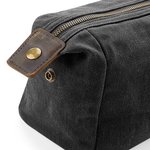 Quadra Heritage Wachstuch Kulturtasche mit Lederakzenten, Black 25 x 13 x 11 cm, QD651 – Bild 5