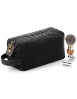 Quadra Heritage Wachstuch Kulturtasche mit Lederakzenten, Black 25 x 13 x 11 cm, QD651 – Bild 2