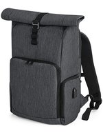 Quadra Roll-Top Rucksack mit USB-Anschluss – Granite Marl