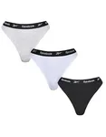 Reebok Lotty Thong confezione da 3 Cotone, Black/White XS, RBK9626 – Black/White/Grey Marl