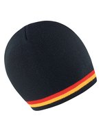 Result Winter Essentials National Beanie mit Kontraststreifen – Black/Red/Gold