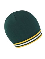 Result Winter Essentials National Beanie mit Kontraststreifen, Black/White One Size, RC368 – Green/Gold/White
