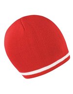 Result Winter Essentials National Beanie mit Kontraststreifen, Black/White One Size, RC368 – Red/White