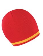 Result Winter Essentials National Beanie mit Kontraststreifen, Black/White One Size, RC368 – Red/Yellow