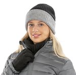 Result Winter Essentials Doppellagige Strickmütze mit Umschlag, Black/Grey One Size, RC378 – Bild 1