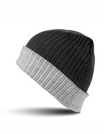 Result Winter Essentials Doppellagige Strickmütze mit Umschlag, Black/Grey One Size, RC378 – Bild 2