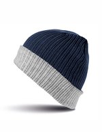 Result Winter Essentials Doppellagige Strickmütze mit Umschlag, Black/Grey One Size, RC378 – Blu navy/Grigio