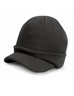Result Winter Essentials Esco Army Strickmütze mit Schirm, Black One Size, RC60 – Charcoal Grey