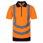 Regatta High Visibility Hi-Vis Polo with Zip and Ribbed Collar, Yellow/Navy M, RG1890 – image 3