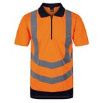 Regatta High Visibility Sichtbares Polo mit Reißverschluss und Rippkragen, Orange/Navy S, RG1890 – Bild 3