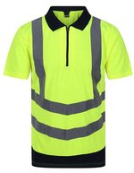 Regatta High Visibility Sichtbares Polo mit Reißverschluss und Rippkragen – Yellow/Navy
