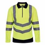 Regatta High Visibility Polo Hi-Vis a maniche lunghe con Zip, Yellow/Navy L, RG192 – immagine 3