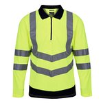 Regatta High Visibility Langarm-Hi-Vis Poloshirt mit Reißverschluss, Orange/Navy S, RG192 – Bild 3
