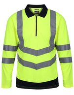 Regatta High Visibility Langarm-Hi-Vis Poloshirt mit Reißverschluss, Orange/Navy S, RG192 – Yellow/Navy