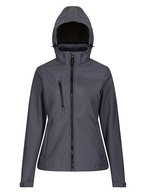 Regatta Professional Softshell-Jacke 3-lagig mit Kapuze für Damen, Black/Black 46 (20), RG702 – Seal Grey/Black