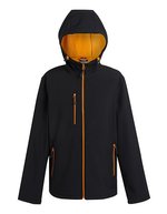 Regatta Professional Navigate 2-Layer Softshelljacke mit Kapuze, Black/Classic Red S, RG705 – Nero/Arancione Pop