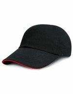 Result Headwear Heavy Brushed Baumwollkappe mit Sandwich-Schirm – Black/Red
