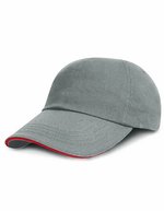 Result Headwear Heavy Brushed Baumwollkappe mit Sandwich-Schirm – Grey/Red
