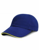 Result Headwear Heavy Brushed Baumwollkappe mit Sandwich-Schirm – Navy/Yellow