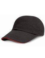 Result Headwear Junior Heavy Brushed Baumwoll-Cap schwarz – Black/Red