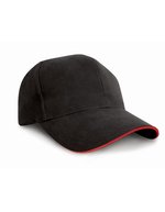 Result Headwear Pro-Style Baumwollcap mit Sandwich-Schirm – Black/Red