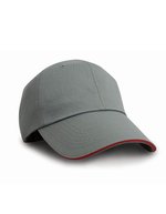 Result Headwear Herringbone Cap mit Sandwich Peak – Grey/Red