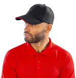 Result Headwear 5-Panel-Cap aus gebürstetem Baumwoll-Drill, Black/Red One Size, RH50 – Bild 1