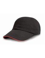 Result Headwear 5-Panel-Cap aus gebürstetem Baumwoll-Drill – Black/Red