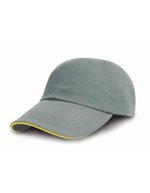 Result Headwear 5-Panel-Cap aus gebürstetem Baumwoll-Drill – Heather Grey/Amber