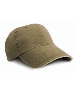 Result Headwear Washed Baumwoll-Cap mit Sandwich-Schirm – Olive Green/Stone