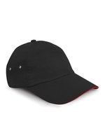 Result Headwear Baumwoll-Cap mit Sandwich-Schirm 5-Panel, Black/Red One Size, RH72 – Bild 2