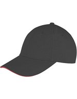 Result Headwear Memphis Baumwoll-Cap mit Sandwich-Schirm, Black/Red One Size, RH91 – Bild 2
