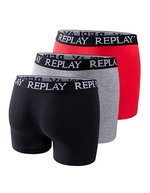 Replay Boxer Shorts 3er-Pack Baumwolle für Herren – Black/Grey Melange/Red