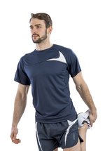 SPIRO Ergonomisches Herren Training Shirt mit Netz Einsätzen, Navy/White L, RT182 – Bild 1