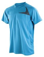 SPIRO Ergonomisches Herren Training Shirt mit Netz Einsätzen – Aqua/Grey
