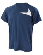 SPIRO Ergonomisches Herren Training Shirt mit Netz Einsätzen – Navy/White
