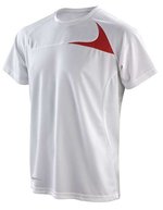 SPIRO Ergonomisches Herren Training Shirt mit Netz Einsätzen – White/Red