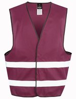 Result Safe-Guard Reflektierende Sicherheitsweste mit Klettverschluss – Burgundy