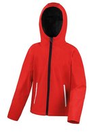 Result Core Softshelljacke mit Kapuze und Fleece für Kinder, Black/Grey XL (11-12), RT224Y – Rouge/Noir