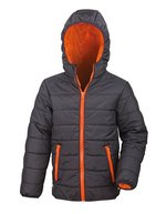 Result Core Junior Soft Padded Jacke mit Kapuze – Black/Orange
